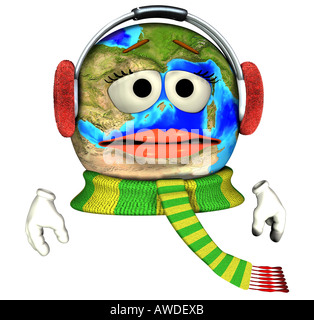 Terra con cuffie Foto Stock