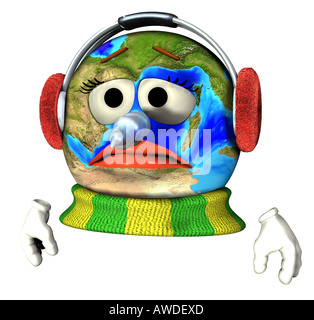 Terra con cuffie Foto Stock