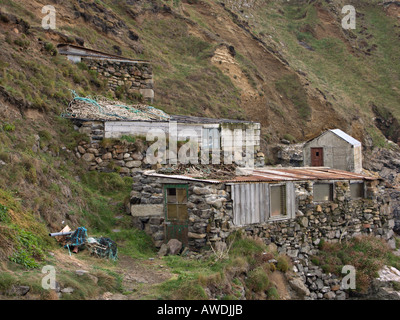 Fishermans Huts in Cornovaglia a Cape Cornwall Foto Stock