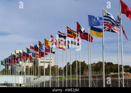 Bandiere del mondo sbattimenti nel vento Foto Stock