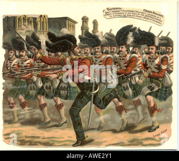 Chromolithographed fustellato rottami di tenente Macpherson vincere Victoria Cross a Indian mutiny 1857 da artista Harry Payne Foto Stock