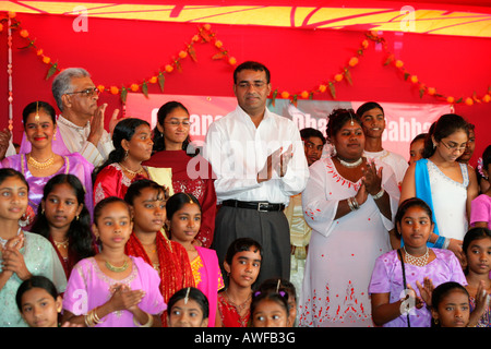 Guyanese Bharrat Jagdeo Presidente a un festival indù in Georgetown, Guyana, Sud America Foto Stock