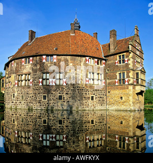 Moated il castello Burg Vischering Vischering (Castello) vicino Luedinghausen, Renania settentrionale-Vestfalia, Germania, Europa Foto Stock