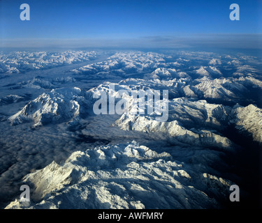 Riprese aeree, Mt. Hochkoenig e il Steinernes Meer carso altopiano, sulle Alpi di Berchtesgaden, Salzburger Land Austria, Europa Foto Stock