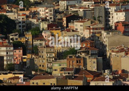 Massa di case in Istanbul, vista sulla città, Istanbul, Turchia Foto Stock