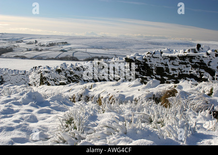 Scena di neve nel Yorkshire Pennines vicino a Hebden Bridge Foto Stock