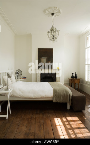 La camera da letto principale in casa di Londra del ben noto chef Foto Stock