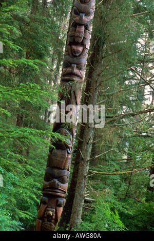 Commerciante Polo Legenda in Sitka National Historical Park Foto Stock