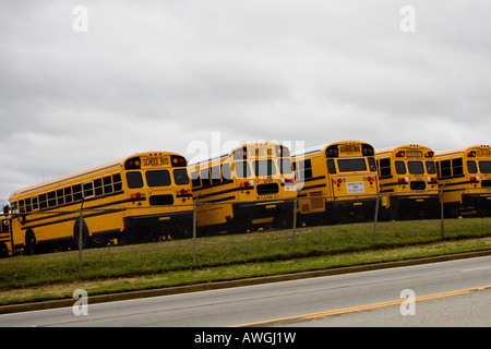 Scuola Bus Depot in Macon Georgia Foto Stock