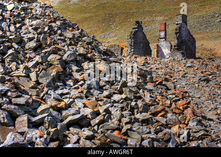 Welsh rovina a abbandonate miniere di piombo, cwmystwyth, Wales, Regno Unito Foto Stock