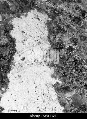 Primo piano dettaglio colpo di ruggine sul metallo e la sua texture, configurazione e forma Foto Stock
