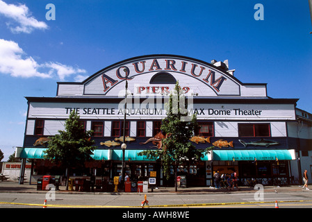 Stati Uniti d'America, Pacific Northwest, nello Stato di Washington, Seattle Aquarium, esterno visto da waterfront Foto Stock