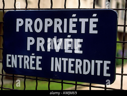 La proprietà privata nessun ingresso sign in francese Foto Stock