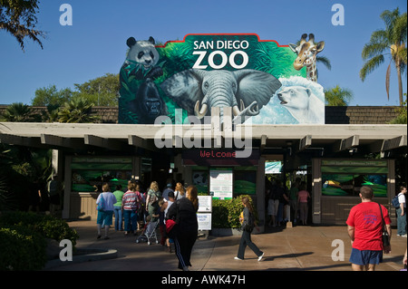 Cancello di ingresso di San Diego Zoo, CALIFORNIA, STATI UNITI D'AMERICA Foto Stock