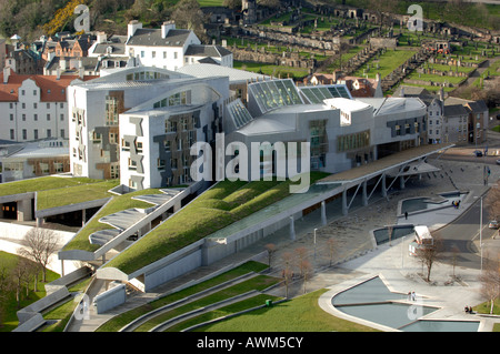 Vista aerea del parlamento scozzese di Edimburgo Foto Stock