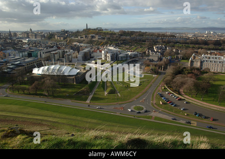 Vista aerea del parlamento scozzese di Edimburgo Foto Stock