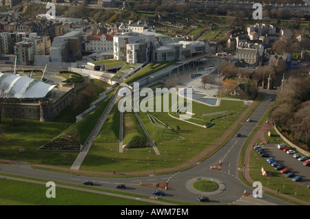 Vista aerea del parlamento scozzese di Edimburgo Foto Stock