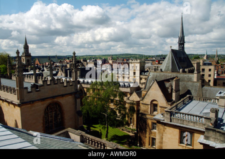 Exeter College e guglie Oxfords dal Sheldonian Cupola Foto Stock