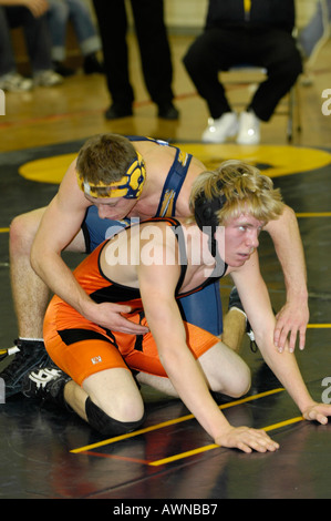 Alta scuola azione di wrestling Port Huron Michigan Foto Stock