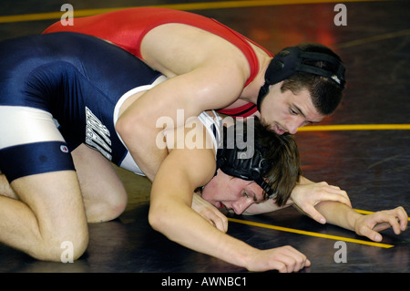 Alta scuola azione di wrestling Port Huron Michigan Foto Stock