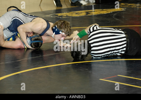 Alta scuola azione di wrestling Port Huron Michigan Foto Stock