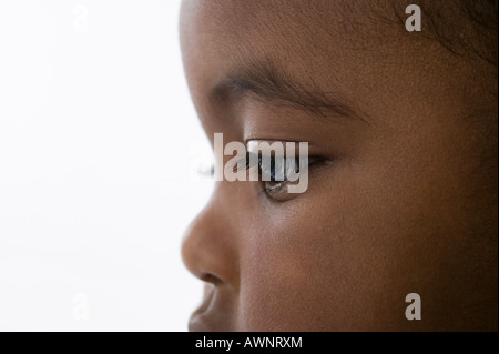 In prossimità della faccia del bambino Foto Stock