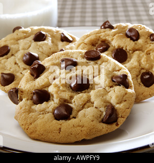 I biscotti al cioccolato con latte Foto Stock