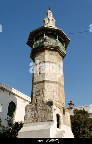 Minarett storico, la città vecchia di Damasco, Siria Foto Stock