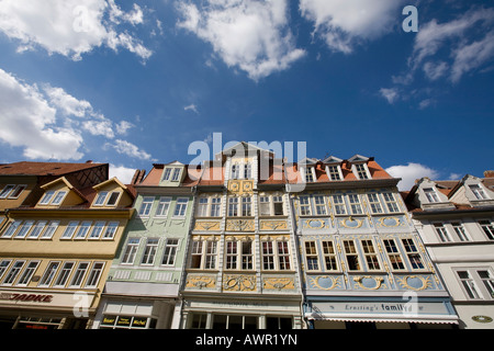 Crooked case nel centro storico della città di Bad Langensalza, Turingia, Germania, Europa Foto Stock