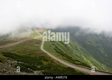 Sentiero escursionistico, Snezka, 1602 m, Monti dei Giganti, Cechia Foto Stock