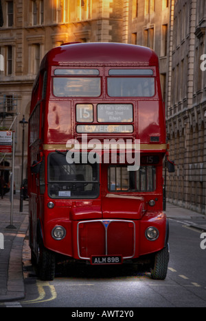 Red double decker Routemaster London bus Foto Stock