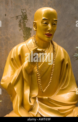 dh diecimila Buddha Monastero SHATIN HONG KONG Buddha d'oro statua sul monastero tempio percorso oro scultura seduta cina Foto Stock