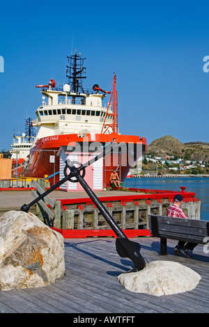 Olio di alimentazione rig nave osservata dal Harbourside Park St John s City Terranova in Canada Foto Stock