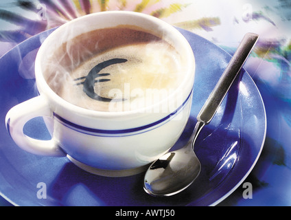 Simbolo dell'euro nella tazza di caffè. Foto Stock