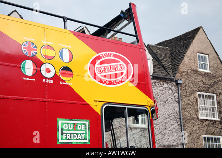 Open-top tour bus in Oxford Foto Stock