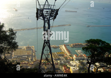 Porto e Queensway Quay visto dalla funivia sulla Rocca di Gibilterra Foto Stock