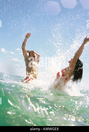 Paio di schizzi in mare Foto Stock