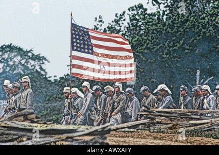 Altered digitalmente vista della rievocazione storica della Battaglia di Manassas, segnando l'inizio della guerra civile, Virginia Foto Stock