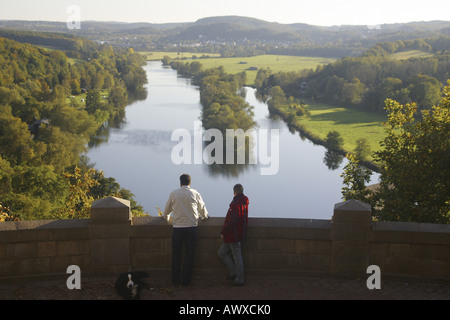 Vista della valle della Ruhr, in Germania, in Renania settentrionale-Vestfalia, la zona della Ruhr, Witten Foto Stock