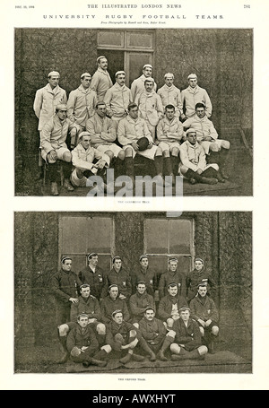 Squadre partita di Varsity 1894 foto di squadra dei team di rugby Oxford contro Cambridge per un gioco che ha finito 5 tutti Foto Stock