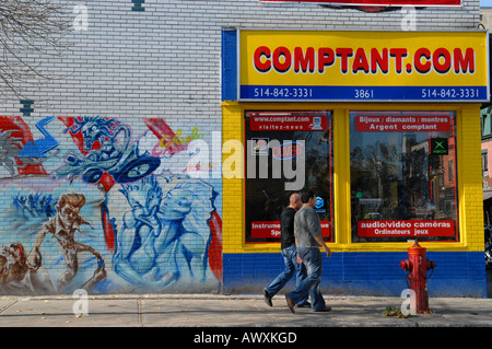 Scena di strada Plateau Mont Royal zona città di Montreal provincia del Québec in Canada Foto Stock
