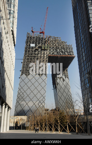 L'edificio TVCC in costruzione nel distretto centrale degli affari di Pechino (CBD), Chaoyang Foto Stock