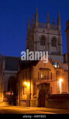 Merton College di Oxford Torre di notte Foto Stock