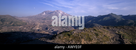 Mt St Helens Toutle River Valley e Blast zona di flusso di fango di detriti da 1980 eruzione vulcanica nello Stato di Washington Foto Stock