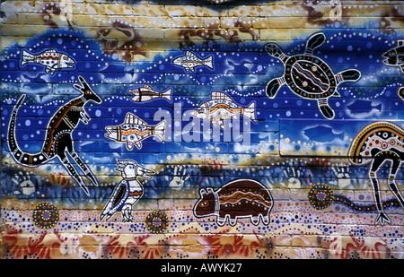 Australian Aboriginal Art carta murale dipinto da Danny e Jamie Eastwood Foto Stock