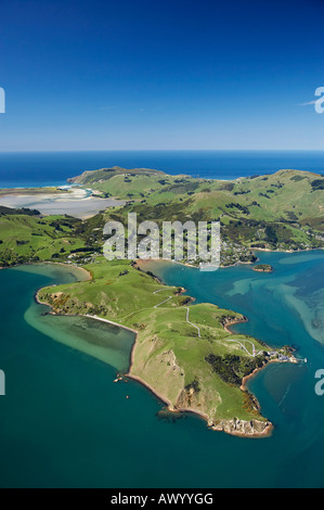 Portobello Penisola Penisola di Otago e porto di Otago Dunedin Isola del Sud della Nuova Zelanda antenna Foto Stock