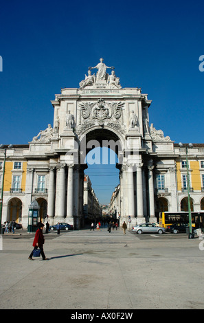 Praca do Comercio, la piazza a Lisbona, Portogallo, Europa Foto Stock