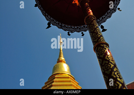 Sareerikkatartsirirak Pagoda di Wat Phan, inaugurato dal re Bhumipol il 9 giugno, 2007, Chiang Mai, Thailandia, Sud-est asiatico Foto Stock