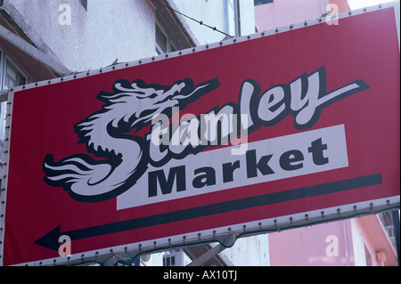 Cina, Hong Kong, il Mercato Stanley segno Foto Stock