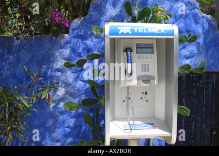 Telefono a pagamento, Playa del Carmen, Messico Foto Stock